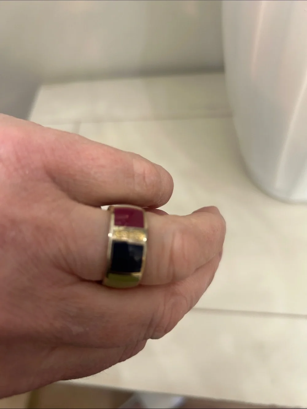 COACH Gold-tone Ring with MULTI COLOR Inlay - Picture 4 of 8